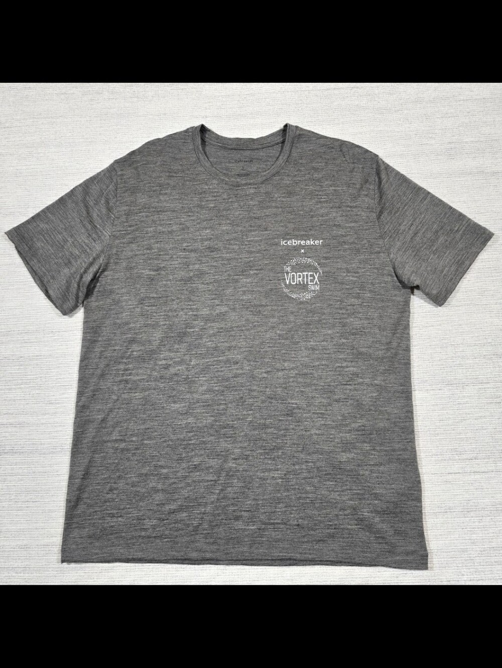 Icebreaker x The Vortex Swim T-Shirt Mens L Heather Gray 100% Wool Short Sleeve